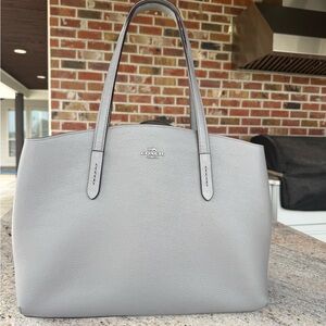 Coach Gray Structured Leather Tote